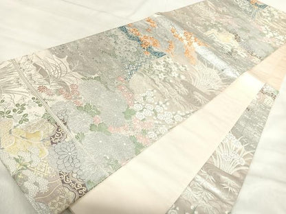 平和屋着物◎六通柄袋帯　唐織　御所解紋様　金糸　正絹　逸品　AABJ0652yx