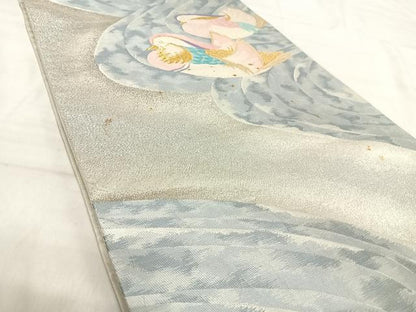 平和屋着物◎六通柄袋帯　唐織　流水鴛鴦文　金銀糸　正絹　逸品　AABJ0653yx