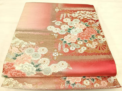 平和屋着物◎六通柄袋帯　唐織　花車文　金銀糸　正絹　逸品　AABJ0654yx