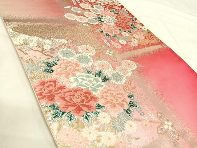 平和屋着物◎六通柄袋帯　唐織　花車文　金銀糸　正絹　逸品　AABJ0654yx