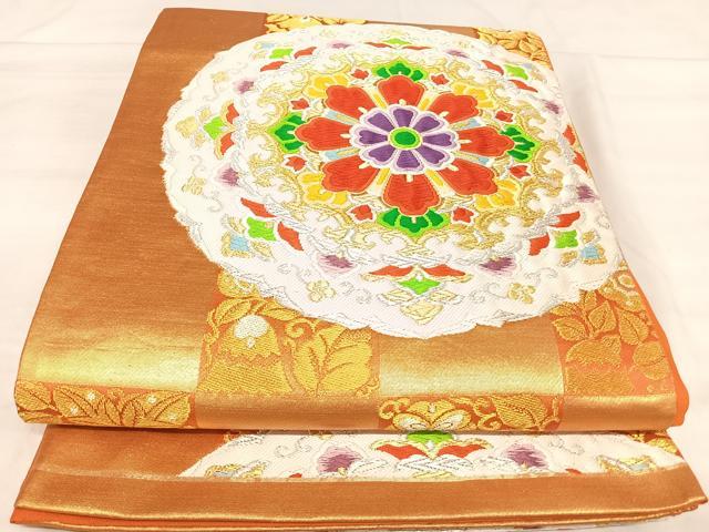 平和屋着物◎六通柄袋帯　唐織　正倉院花文　金銀糸　正絹　逸品　AABJ0660yx