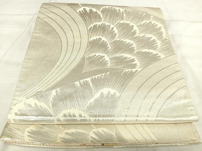 平和屋着物◎両面　六通柄袋帯　唐織　孔雀文　金糸　正絹　逸品　AABJ0664yx