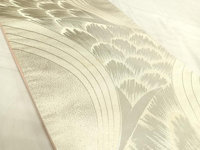 平和屋着物◎両面　六通柄袋帯　唐織　孔雀文　金糸　正絹　逸品　AABJ0664yx