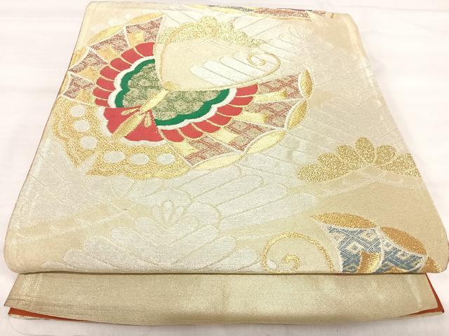 平和屋着物◎六通柄袋帯　唐織　舞蝶文　金銀糸　正絹　逸品　AABJ0666yx