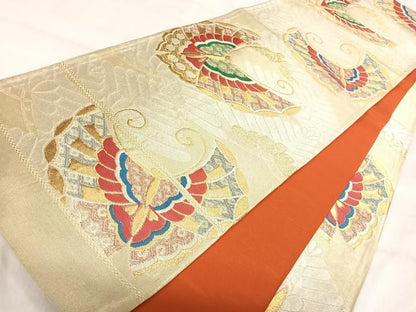 平和屋着物◎六通柄袋帯　唐織　舞蝶文　金銀糸　正絹　逸品　AABJ0666yx