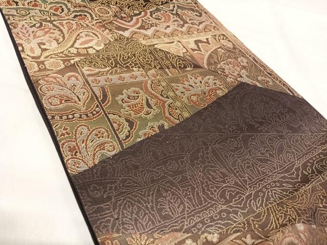 平和屋着物◎六通柄袋帯　更紗花文　金糸　正絹　逸品　AABJ0669yx