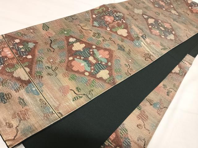 平和屋着物◎六通柄袋帯　草花文　金糸　引箔　正絹　逸品　AABJ0677yx