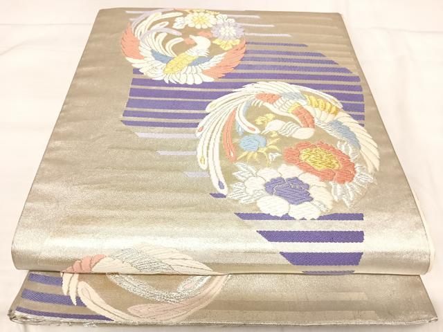 平和屋着物◎西陣　六通柄袋帯　唐織　鳳凰花丸文　金銀糸　正絹　逸品　AABJ0678yx