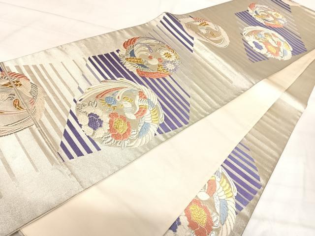 平和屋着物◎西陣　六通柄袋帯　唐織　鳳凰花丸文　金銀糸　正絹　逸品　AABJ0678yx