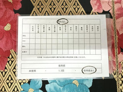 平和屋着物◎六通柄袋帯　唐織　舞花文　黒地　金糸　正絹　逸品　AABJ0679yx