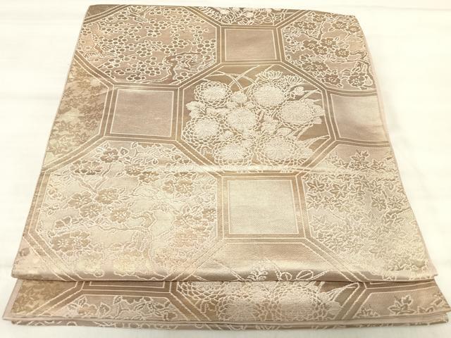 平和屋着物◎六通柄袋帯　蜀江花文　金糸　正絹　逸品　AABJ0687yx