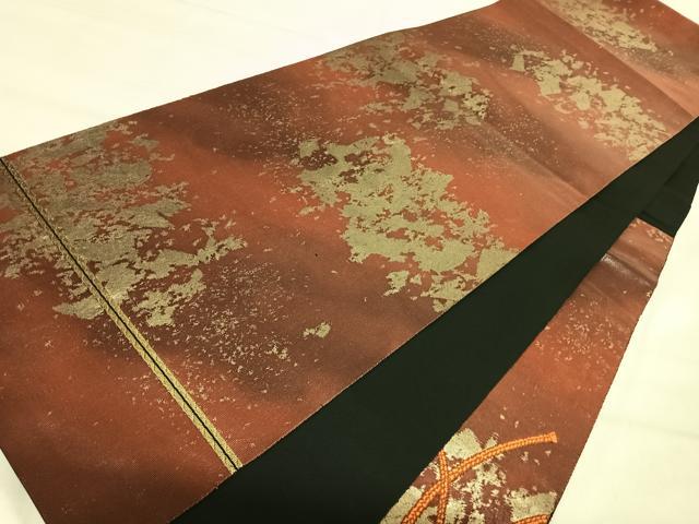 平和屋着物◎太鼓柄袋帯　唐織　花文箱文　金銀糸　引箔　正絹　逸品　AABJ0689yx