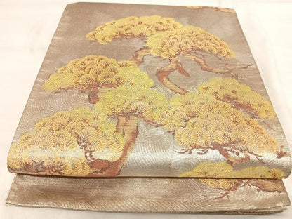 平和屋着物◎六通柄袋帯　流水風景松文　金銀糸　正絹　逸品　AABJ0690yx