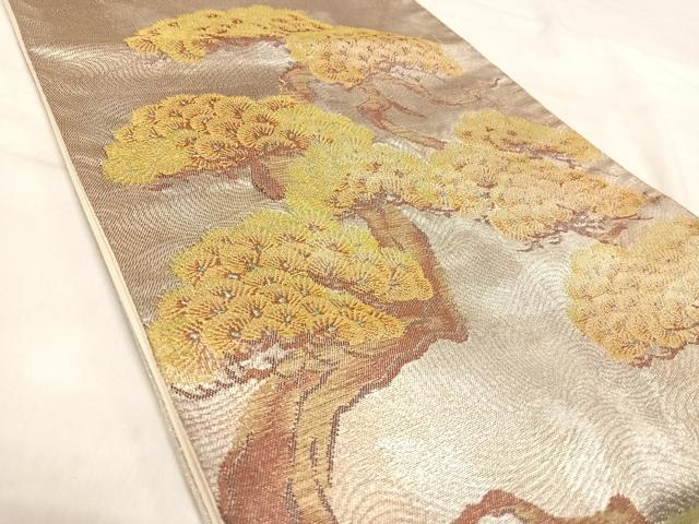平和屋着物◎六通柄袋帯　流水風景松文　金銀糸　正絹　逸品　AABJ0690yx