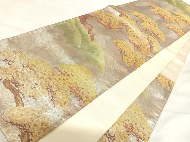 平和屋着物◎六通柄袋帯　流水風景松文　金銀糸　正絹　逸品　AABJ0690yx