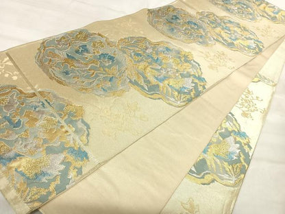 平和屋着物◎六通柄袋帯　花鳥文　金銀糸　正絹　逸品　AABJ0697yx