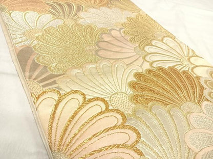 平和屋着物◎六通柄袋帯　花づくし　金銀糸　正絹　逸品　AABJ0705yx