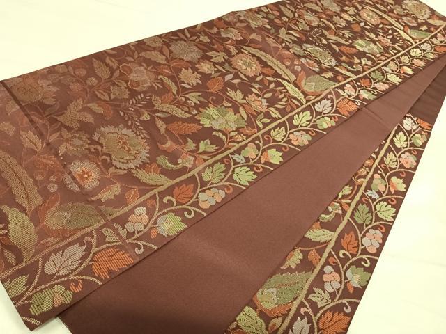 平和屋着物◎六通柄　本袋帯　更紗花文　金糸　正絹　逸品　AABJ0710yx
