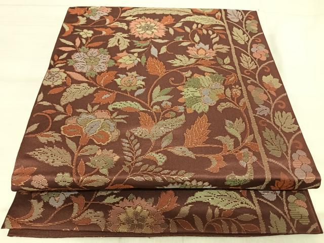 平和屋着物◎六通柄　本袋帯　更紗花文　金糸　正絹　逸品　AABJ0710yx
