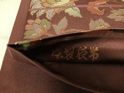 平和屋着物◎六通柄　本袋帯　更紗花文　金糸　正絹　逸品　AABJ0710yx