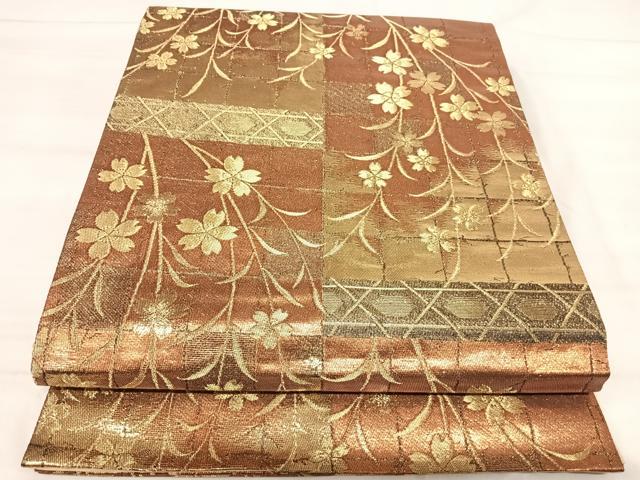平和屋着物◎六通柄袋帯　桜　金糸　正絹　逸品　AABJ0711yx