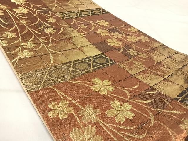 平和屋着物◎六通柄袋帯　桜　金糸　正絹　逸品　AABJ0711yx