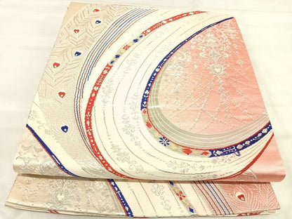 平和屋着物◎両面　六通柄袋帯　唐織　孔雀羽文　金銀糸　正絹　逸品　AABJ0716yx