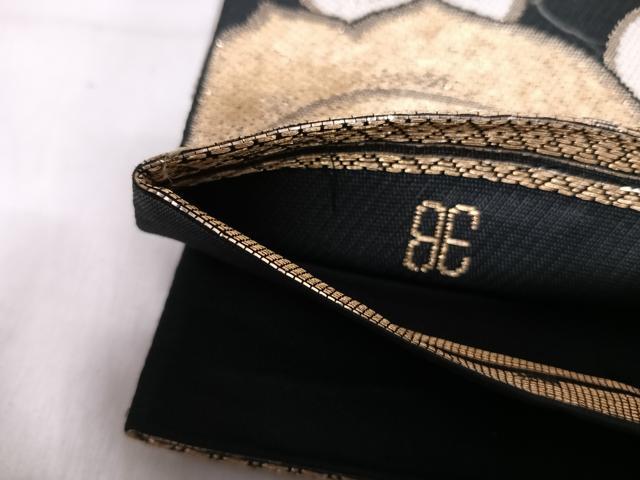 平和屋着物◎西陣　六通柄　京本袋帯　更紗唐草文　黒地　金糸　正絹　逸品　AABJ0717yx