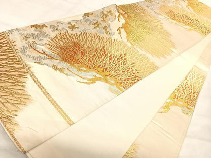 平和屋着物◎六通柄袋帯　松文　金銀糸　正絹　逸品　AABJ0718yx