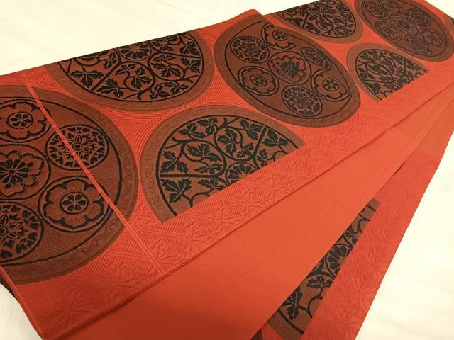 平和屋着物◎六通柄袋帯　唐織　花丸文　正絹　逸品　AABJ0721yx