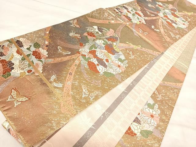 平和屋着物◎六通柄袋帯　唐織　花丸文　金銀糸　正絹　逸品　AABJ0731yx