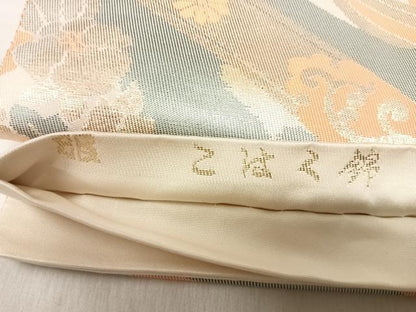 平和屋着物◎西陣　服部織物謹製　六通柄袋帯　こはく錦　鳳凰花文　金糸　正絹　逸品　AABJ0732yx