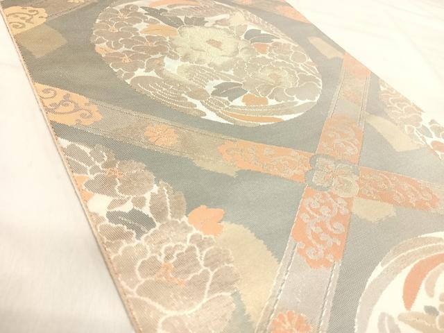 平和屋着物◎西陣　服部織物謹製　六通柄袋帯　こはく錦　鳳凰花文　金糸　正絹　逸品　AABJ0732yx