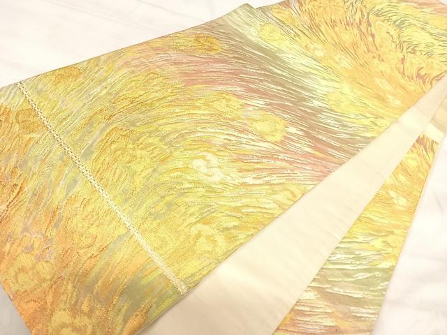 平和屋着物◎六通柄袋帯　孔雀羽文　金銀糸　正絹　逸品　AABJ0737yx