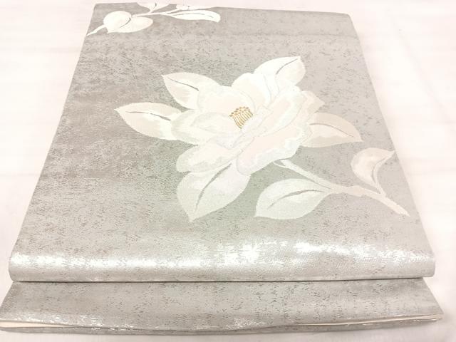 平和屋着物◎西陣　服部織物謹製　六通柄袋帯　こはく錦　枝花文　金銀糸　引箔　正絹　逸品　AABJ0743yx