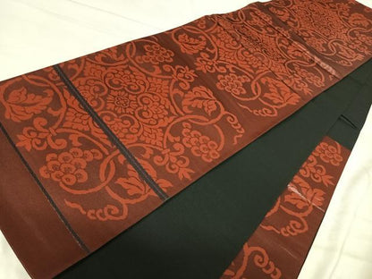 平和屋着物◎六通柄袋帯　葡萄正倉院花文　正絹　逸品　AABJ0745yx