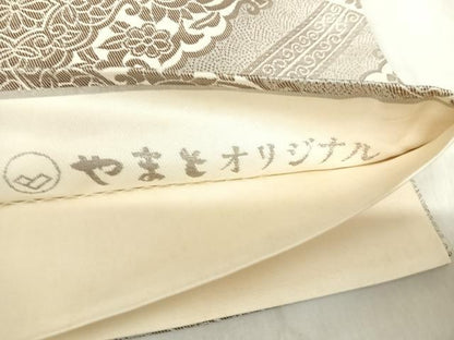 平和屋着物◎六通柄袋帯　花菱文　やまとオリジナル　銀糸　正絹　逸品　AABJ0753yx
