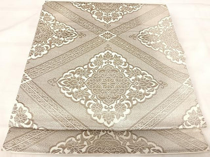 平和屋着物◎六通柄袋帯　花菱文　やまとオリジナル　銀糸　正絹　逸品　AABJ0753yx