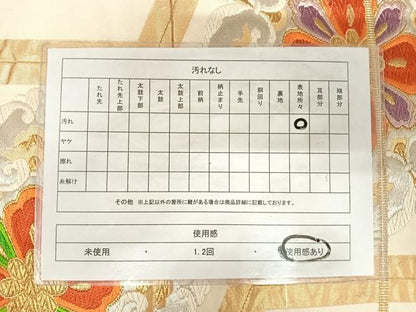 平和屋着物◎六通柄袋帯　唐織　亀甲花文　金銀糸　正絹　逸品　AABJ0764yx