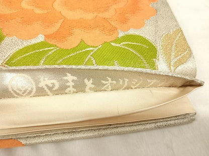 平和屋着物◎六通柄袋帯　唐織　牡丹　やまとオリジナル　金銀糸　正絹　逸品　AABJ0767yx