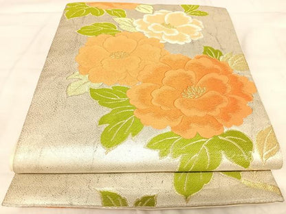平和屋着物◎六通柄袋帯　唐織　牡丹　やまとオリジナル　金銀糸　正絹　逸品　AABJ0767yx