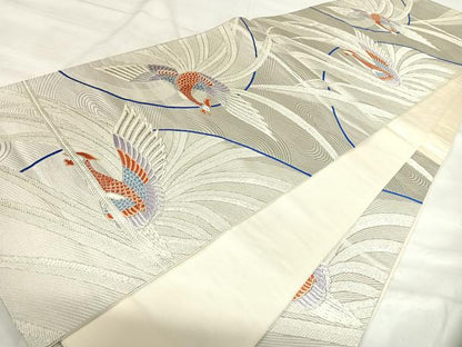 平和屋着物◎六通柄袋帯　唐織　鳳凰文　九百錦　銀糸　正絹　逸品　AABJ0774yx