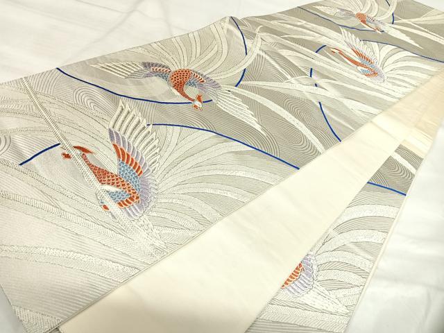 平和屋着物◎六通柄袋帯　唐織　鳳凰文　九百錦　銀糸　正絹　逸品　AABJ0774yx