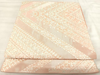 平和屋着物◎六通柄袋帯　唐織　飾花文　銀糸　丸栄謹製　正絹　逸品　AABJ0782yx