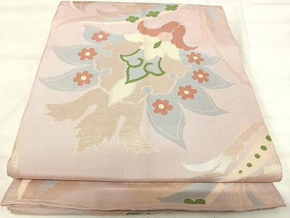 平和屋着物◎全通柄　本袋帯　更紗花文　金糸　正絹　逸品　AABJ0783yx