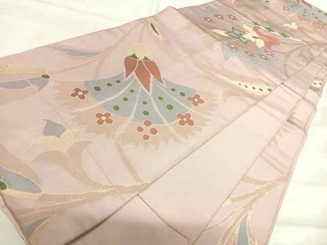 平和屋着物◎全通柄　本袋帯　更紗花文　金糸　正絹　逸品　AABJ0783yx