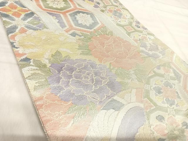 平和屋着物◎七彩佐賀錦　六通柄袋帯　吉祥花文　金銀糸　正絹　逸品　AABJ0791yx