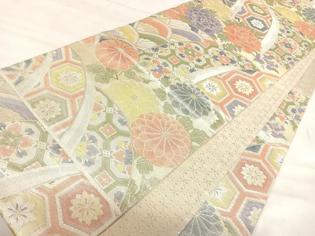 平和屋着物◎七彩佐賀錦　六通柄袋帯　吉祥花文　金銀糸　正絹　逸品　AABJ0791yx