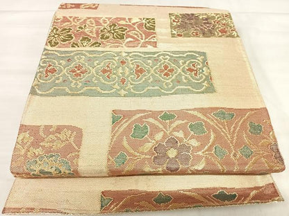平和屋着物◎佐賀錦　六通柄　京袋帯　段違い花文　金糸　正絹　逸品　AABJ0794yx