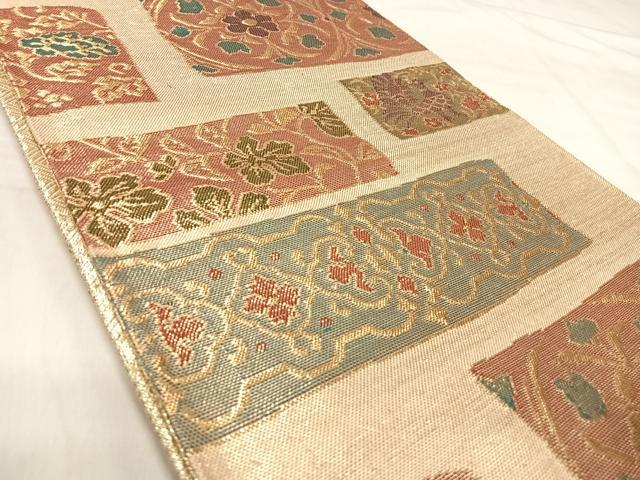 平和屋着物◎佐賀錦　六通柄　京袋帯　段違い花文　金糸　正絹　逸品　AABJ0794yx